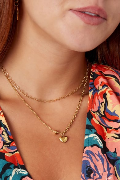 ketting verschillende schakels met hart h5 Afbeelding3
